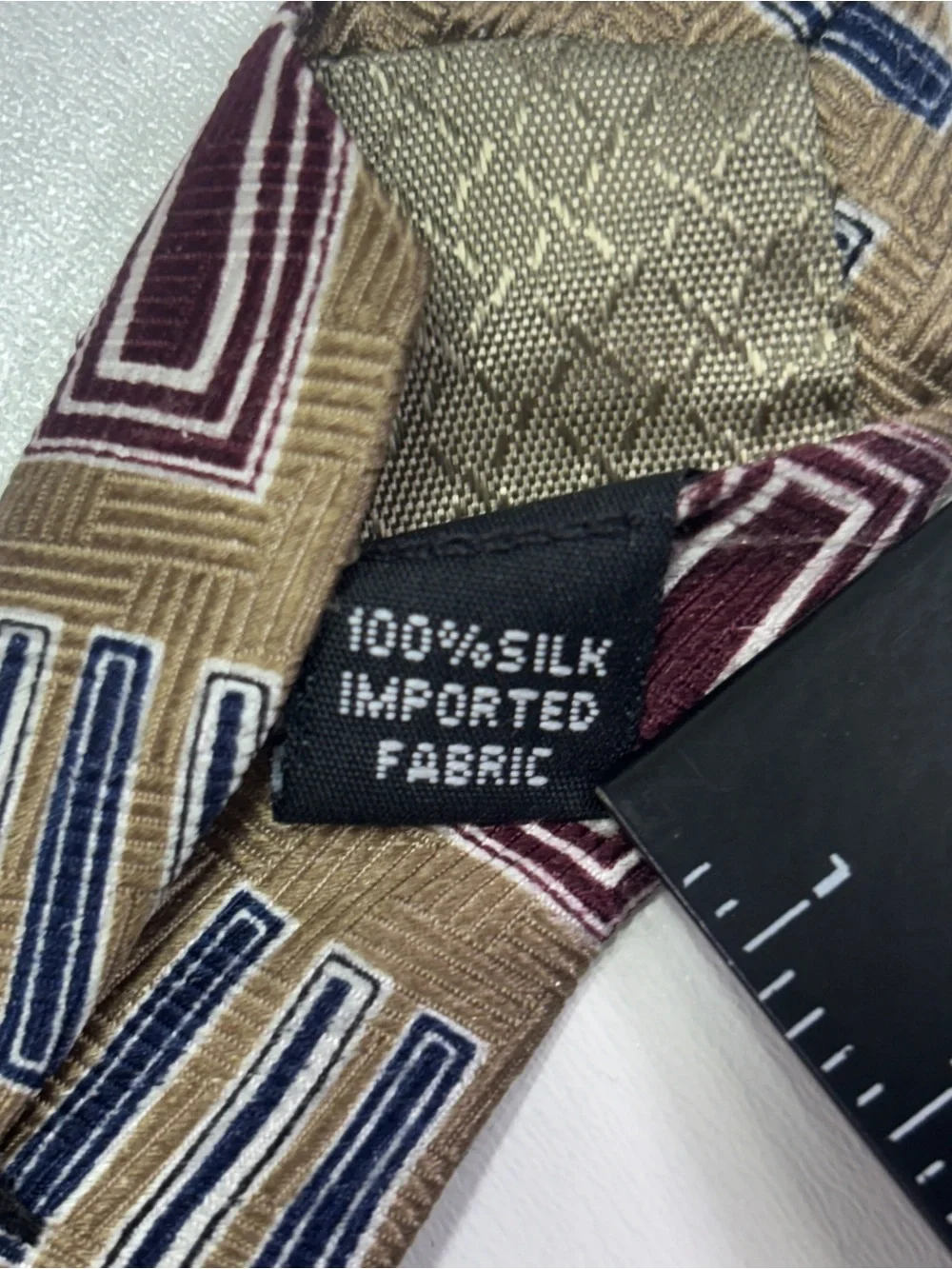 Vintage Bellini 90s Silk Geometric Tie USA Made Retro Mens